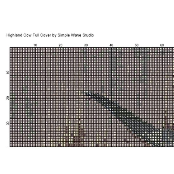 Highland Cow Full Cover Landscape Counted Cross Stitch Leaflet Chart - Picture 3 of 4